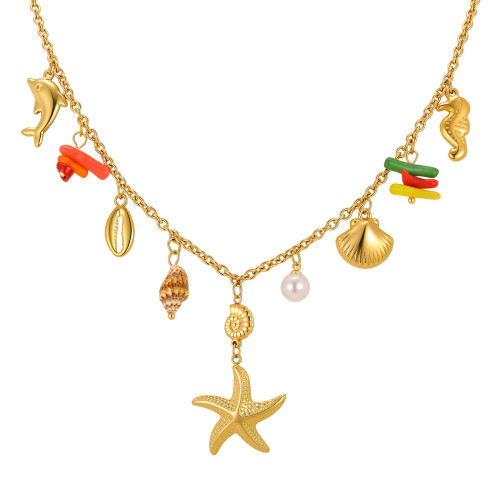 Wholesale Beach Multi-Charm Ocean Life Statement Necklace
