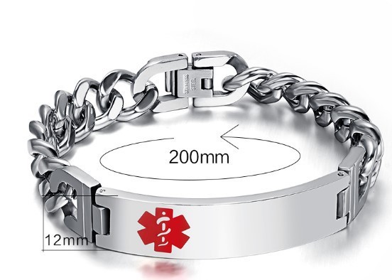 Wholesale Stainless Medical Alert Bracelet with ID Tag