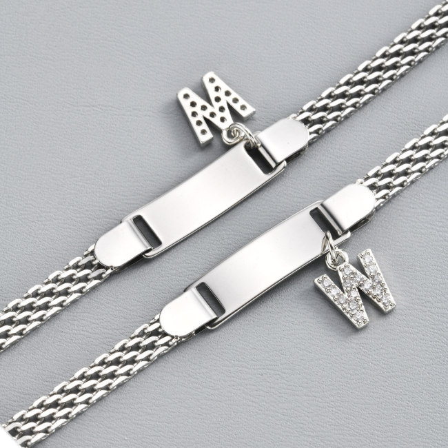 Wholesale Personalized Stainless Steel Mesh Chain Initial Charm Bracelet