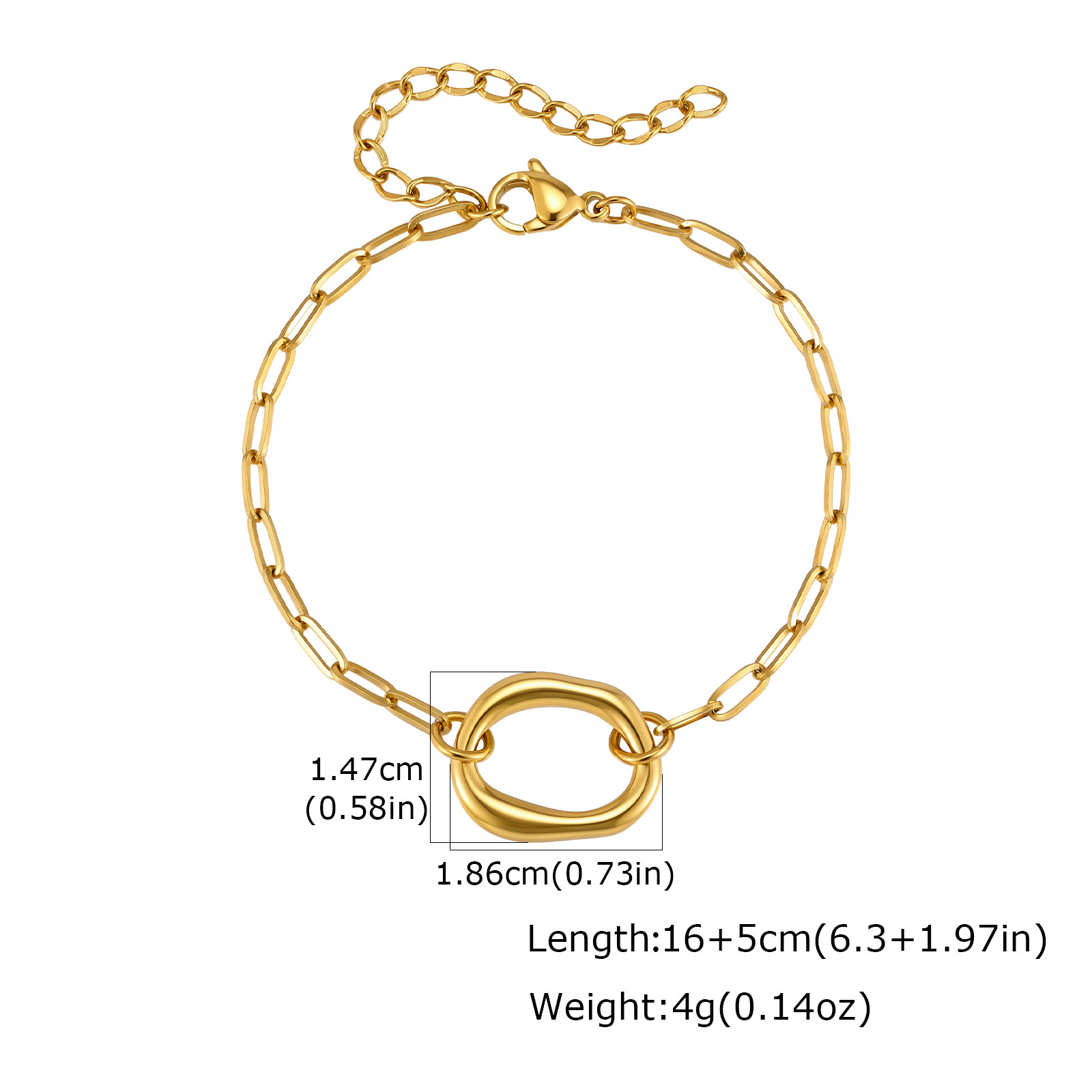 Wholesale Modern Chic Stainless Steel Organic Oval Charm Paperclip