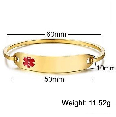 Wholesale Stainless Steel Medical Alert ID Bangle Bracelet