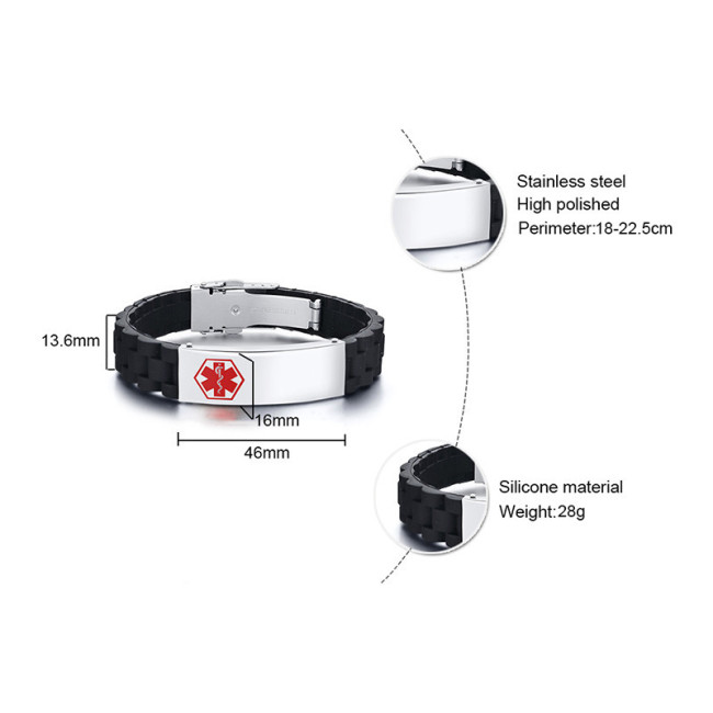 Wholesale Stainless Steel Engraved Medical Alert ID Bracelet
