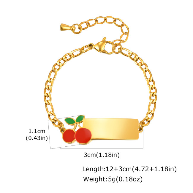 Wholesale Stainless Steel Cherry ID Bracelet for Kid