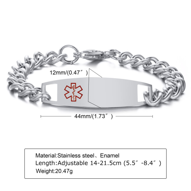 Wholesale Stainless Steel Medical Alert Bracelet Gold ID Chain Bracelet