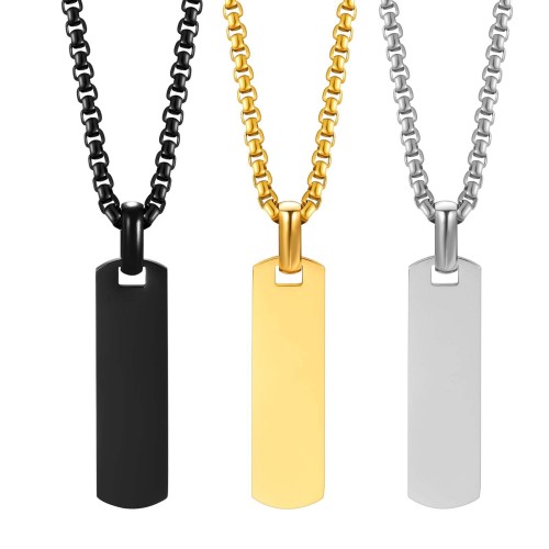 Wholesale Stainless Steel Customizable Polished Bar Tag Necklace
