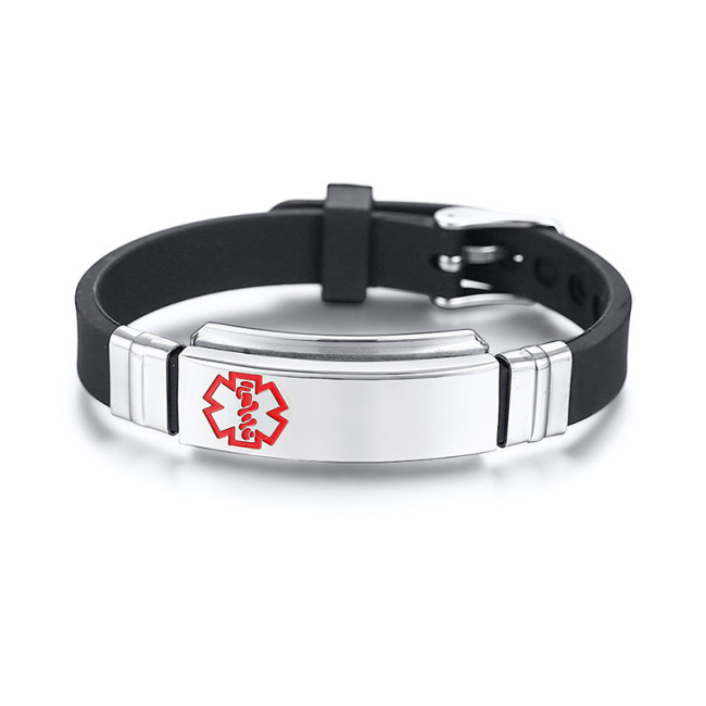 Wholesale Stainless Steel Personalized Silicone Medical Alert Bracelet