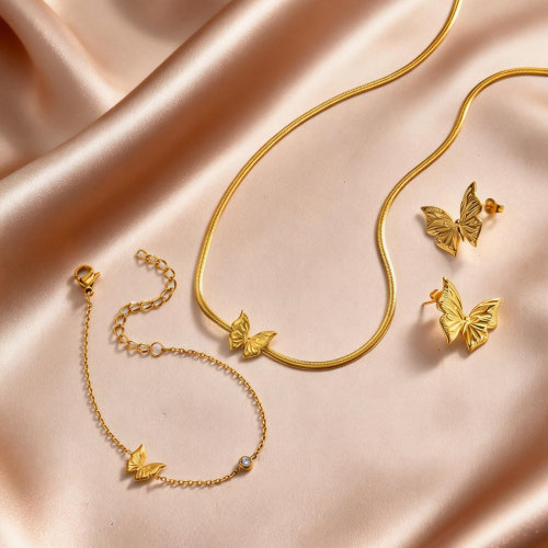 Wholesale Stainless Steel Minimalist Butterfly Jewelry Set