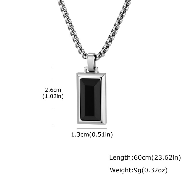 Wholesale Minimalist Men's Natural Stone Rectangle Pendant