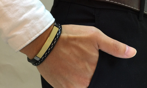 Wholesale Stainless Steel Personalized Braided Leather Bracelet for Men
