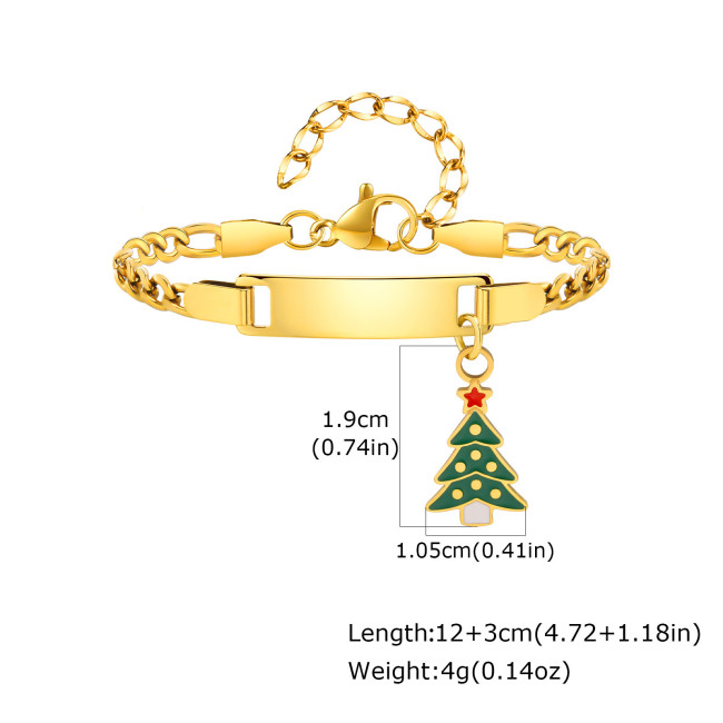 Wholesale Stainless Steel Engravable Christmas ID Bracelet for Kid