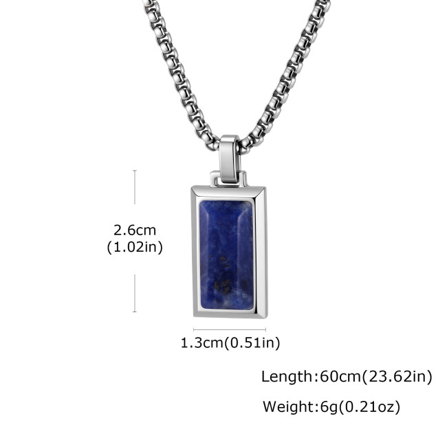 Wholesale Minimalist Men's Natural Stone Rectangle Pendant