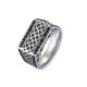 Wholesale Men's Vintage Stainless Steel Black CZ Woven Band Ring