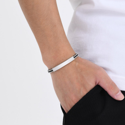 Wholesale Stainless Steel Personalized PU Leather Box Chain Bar Bracelet