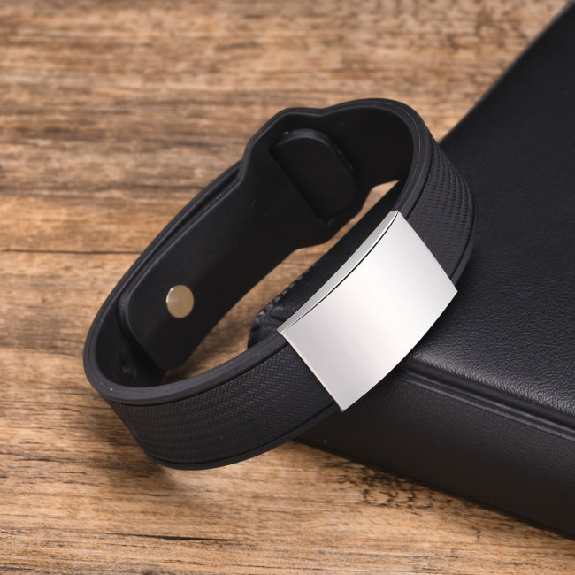 Wholesale Stainless Steel Customizable Blank ID Silicone Wristband