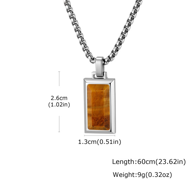 Wholesale Minimalist Men's Natural Stone Rectangle Pendant