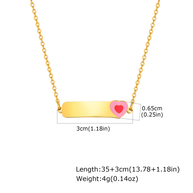 Wholesale Stainless Steel Custom Kids Name ID Necklace Enamel Heart