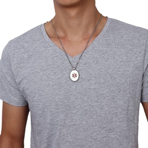 Wholesale Stainless Steel Custom Oval Emergency Medical Necklace