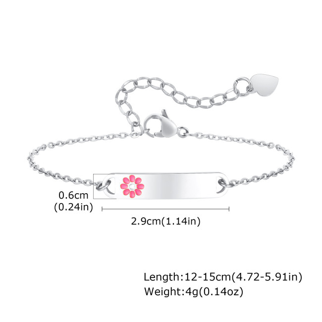 Wholesale Stainless Steel Personalized Flower Kids Blank Bracelet