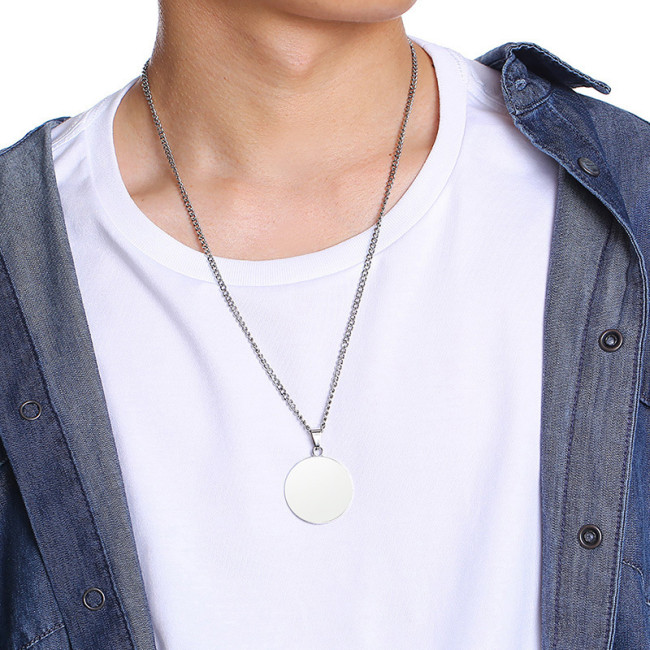 Wholesale Stainless Steel Personalized Blank Disc Pendant Necklace