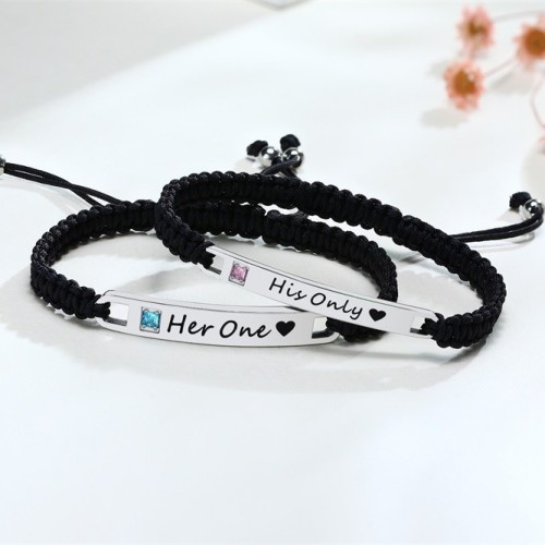 Wholesale Stainless Steel Braided Rope Matching Couples Bracelet