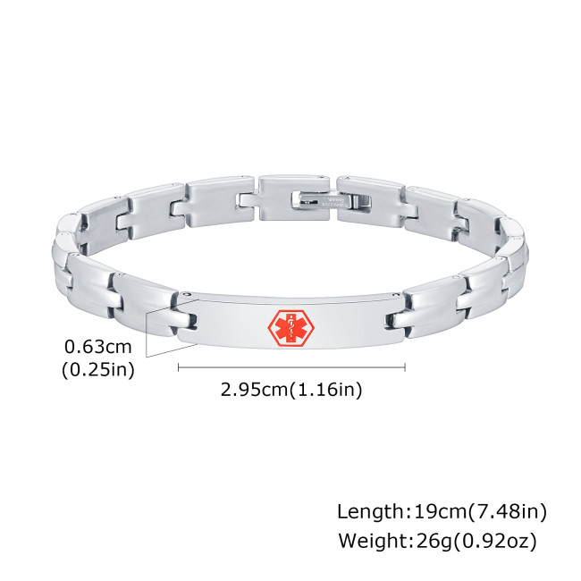 Wholesale Stainless Steel Link Chain Medical Alert Bracelet