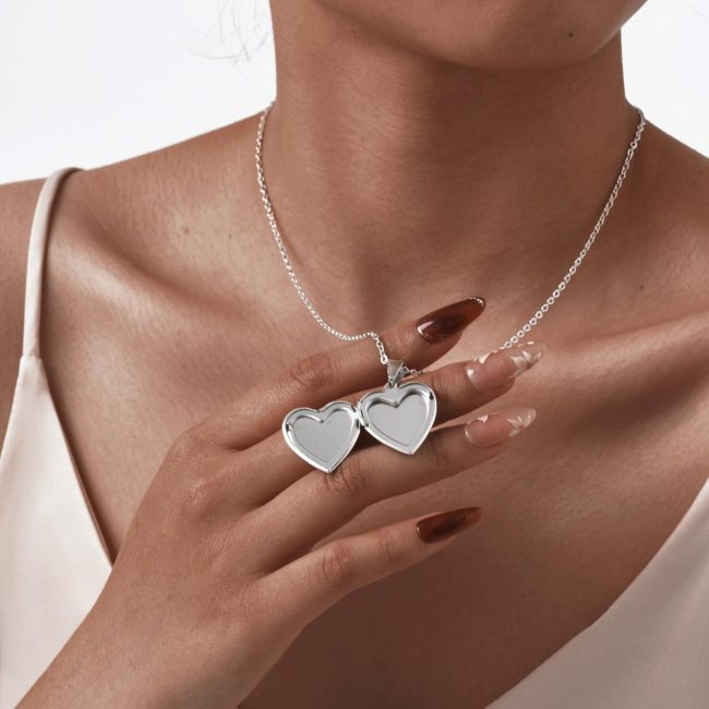 Wholesale Stainless Steel Abalone Shell Heart Photo Locket Necklace