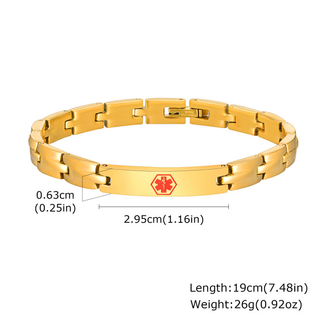 Wholesale Stainless Steel Link Chain Medical Alert Bracelet