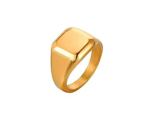 Wholesale Stainless Steel Minimalist Square Signet Band Ring
