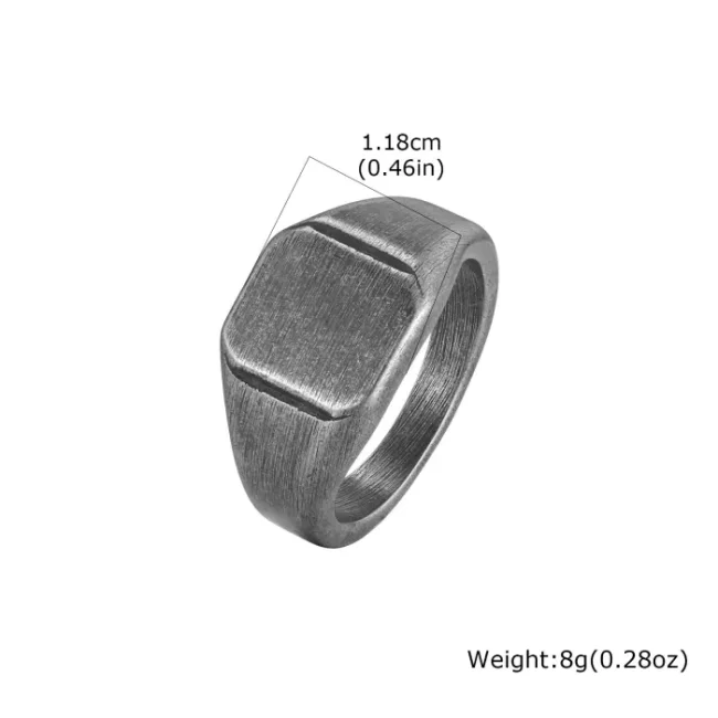 Wholesale Stainless Steel Minimalist Square Signet Band Ring