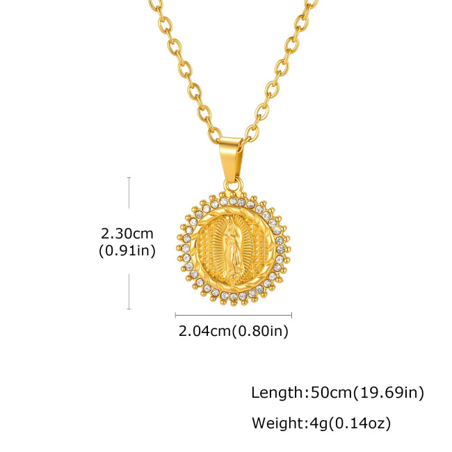 Wholesale Stainless Steel CZ Virgin Mary Medallion Pendant