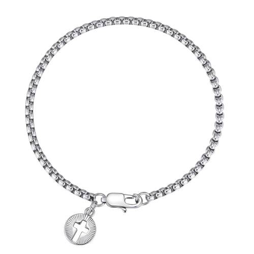 Wholesale Stainless Steel Religious Cross Coin Charm Bracelet