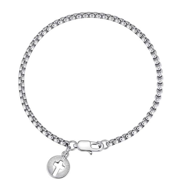 Wholesale Stainless Steel Religious Cross Coin Charm Bracelet