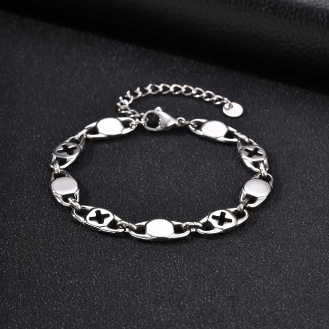 Wholesale Stainless Steel Cutout Cross Mariner Link Bracelet