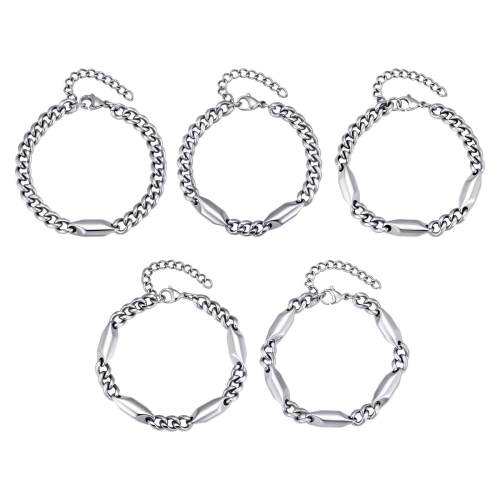 Wholesale Unisex Stainless Steel Faceted Tube Cuban Link Bracelet