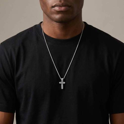 Wholesale Stainless Steel Vintage Textured Cross Pendant Necklace