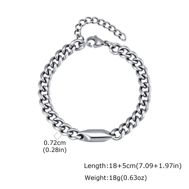 Wholesale Unisex Stainless Steel Faceted Tube Cuban Link Bracelet