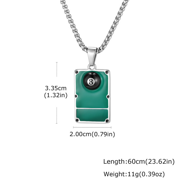 Wholesale Stainless Steel Lucky 8 Ball Billiards Table Pendant