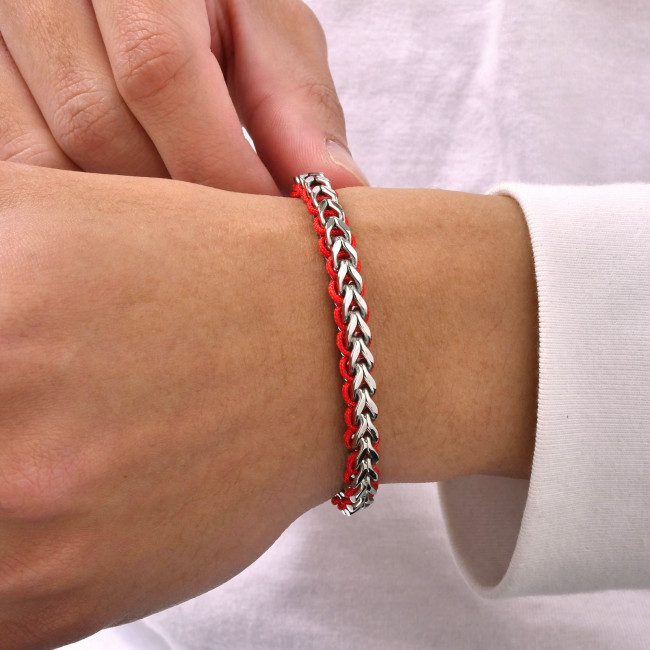 Wholesale Lucky Red String & Black Cord Woven Bracelet