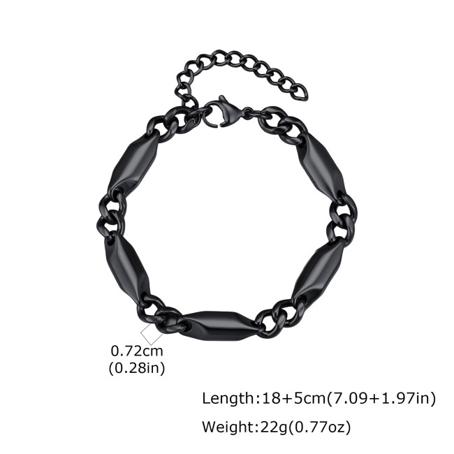 Wholesale Unisex Stainless Steel Faceted Tube Cuban Link Bracelet