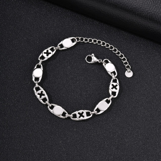 Wholesale Stainless Steel Cutout Cross Mariner Link Bracelet