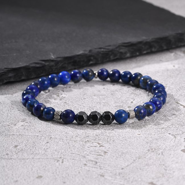 Wholesale Black Chalcedony and Lapis Lazuli Bead Bracelet