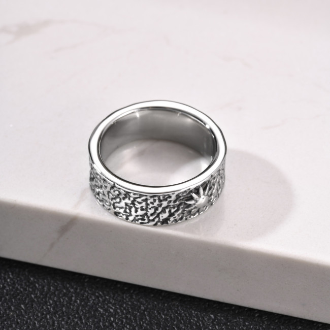 Wholesale Textured Stainless Steel Sun and Moon Ring