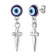 Wholesale Stainless Steel Devil's Eye Cross Earrings