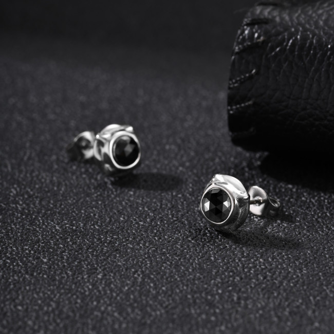 Wholesale Stainless Steel Round Four-Pointed Star Earrings