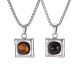 Wholesale Stainless Steel Black Agate Square Pendant