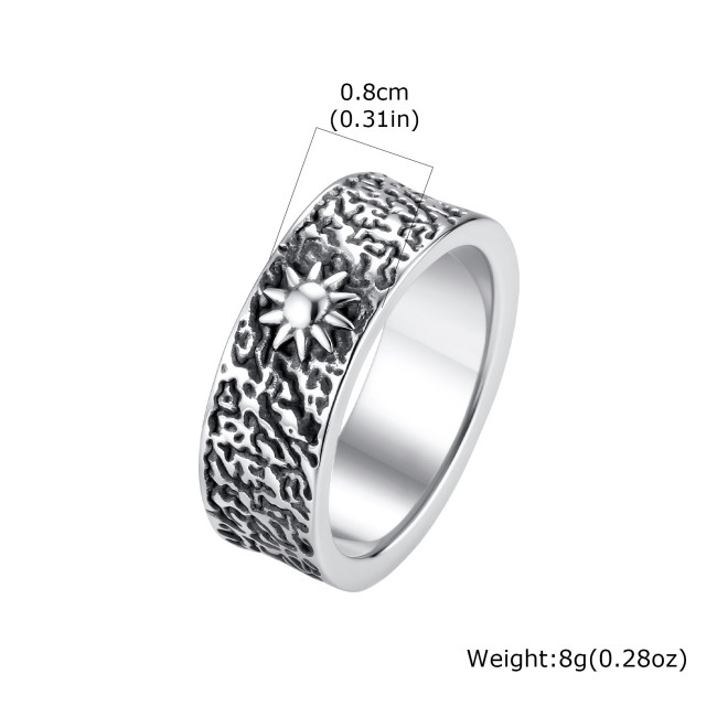 Wholesale Textured Stainless Steel Sun and Moon Ring
