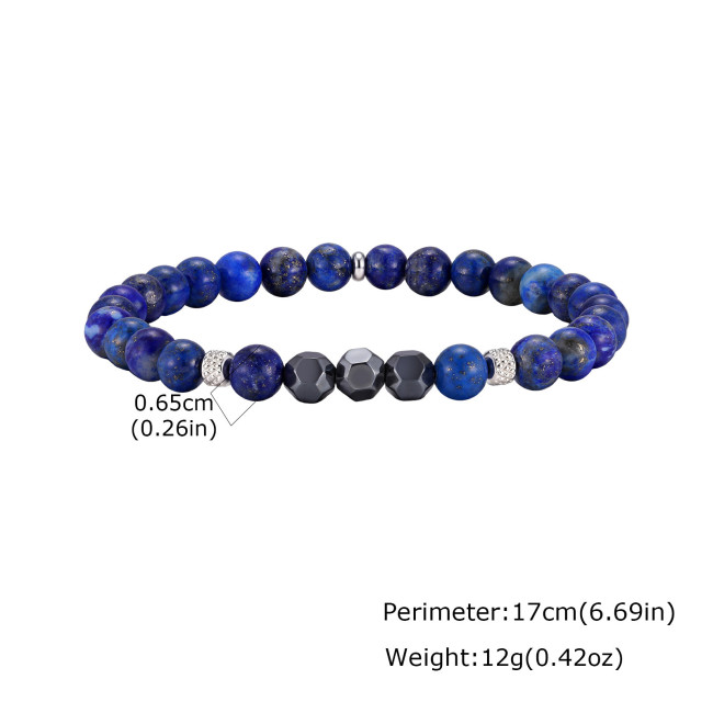 Wholesale Black Chalcedony and Lapis Lazuli Bead Bracelet