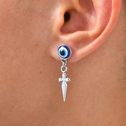 Wholesale Stainless Steel Devil's Eye Cross Earrings