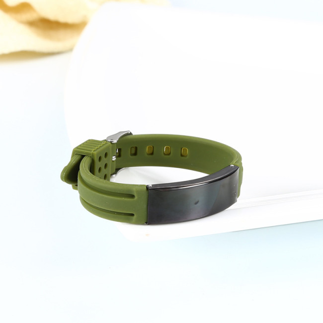 Wholesale Unisex Colorful Silicone Stainless Steel ID Plate Bracelet