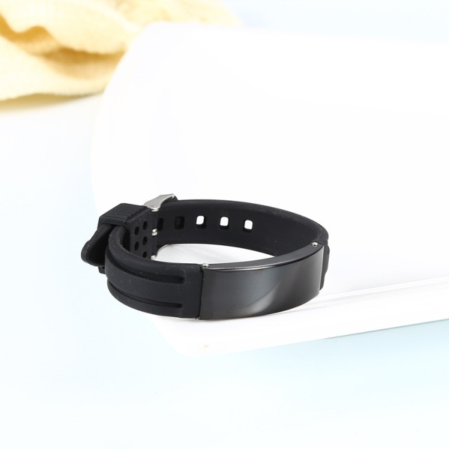 Wholesale Unisex Colorful Silicone Stainless Steel ID Plate Bracelet